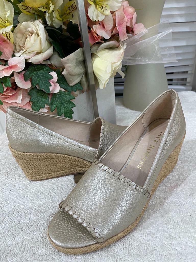 JACK ROGERS Palmer Wedge Leather Espadrille SIZE