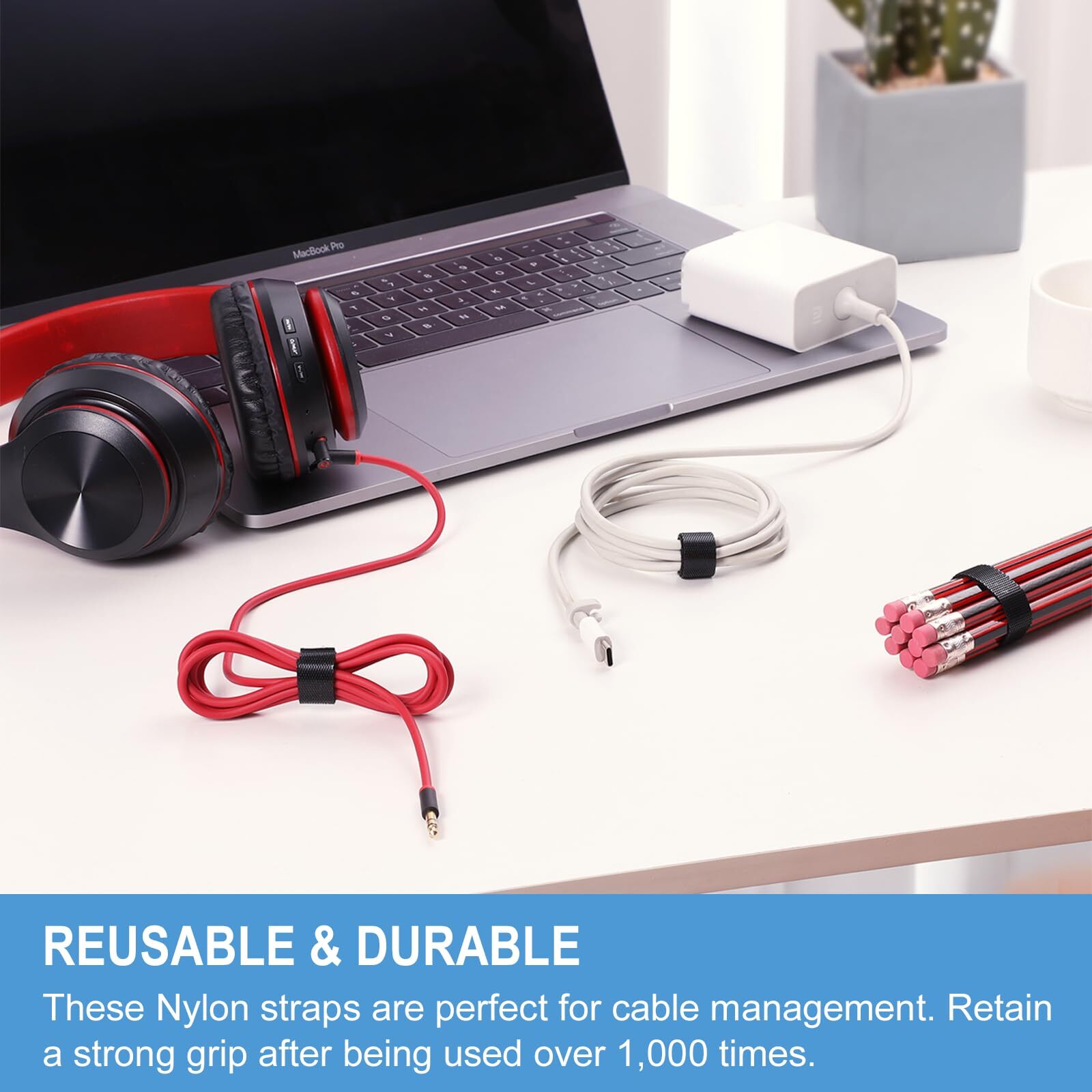 1 in x 30 ft Hook and Loop Roll | Double-Sided Strips, Self-Gripping Straps