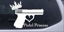 Pistol Princess With Crown And Gun For Women Girl Car Truck Window Decal Sticker
