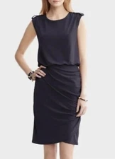 NWT Womens XL  Banana Republic Ruched Tulip Career Dress Navy Blue 411785 - $130