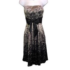 The Limited Black Gray Satin Watercolor Strapless Tea Length Party Wedding Dress