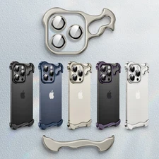 Fr iPhone 16 15 14 13Pro Max Shockproof Aluminum Metal Corner Pads Len Protector