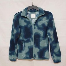 ABERCROMBIE KIDS FULL ZIP FLEECE JACKET BOYS 15/16 CAMO BLUE GREEN