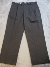 Perry Ellis Portfolio Dress Pants Mens 34 Gray Twill Slacks Pleated Cuffed 34x30