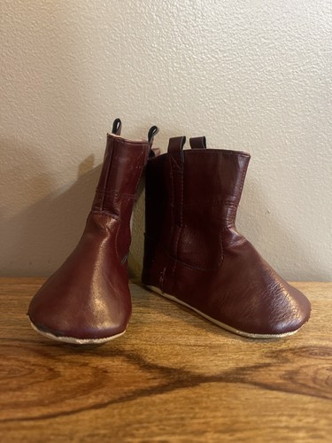 Stivali nuovi senza etichette vecchi blu navy suola morbida 12 18 mesi scarpe bordeaux ragazzo bambina - Foto 4 di 14