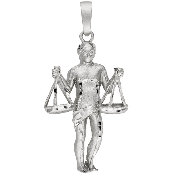 AnhäNger Sternzeichen Waage Aus 925 Silber, Halsschmuck Rhodiniert Teilmattiert-image