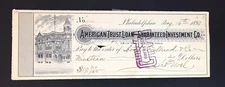 American Trust, Loan and Guaranteed Investment Company Antique Check 1893