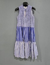 JCREW Blue Mixed Striped Tiered Popover Dress XXS