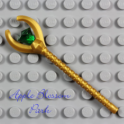 NEW Lego Pharaoh Quest GOLD STAFF - Mummy King Minifig Weapon w/Green Jewel Gem