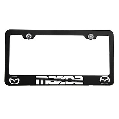 Matte Black Laser Etched Mazda Mirror License Plate Frame Cover Holder