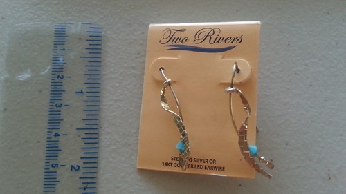 Beautiful Sterling Silver 925 New Hammer Blue Crystal Danglings Earrings *B387 - Picture 2 of 3