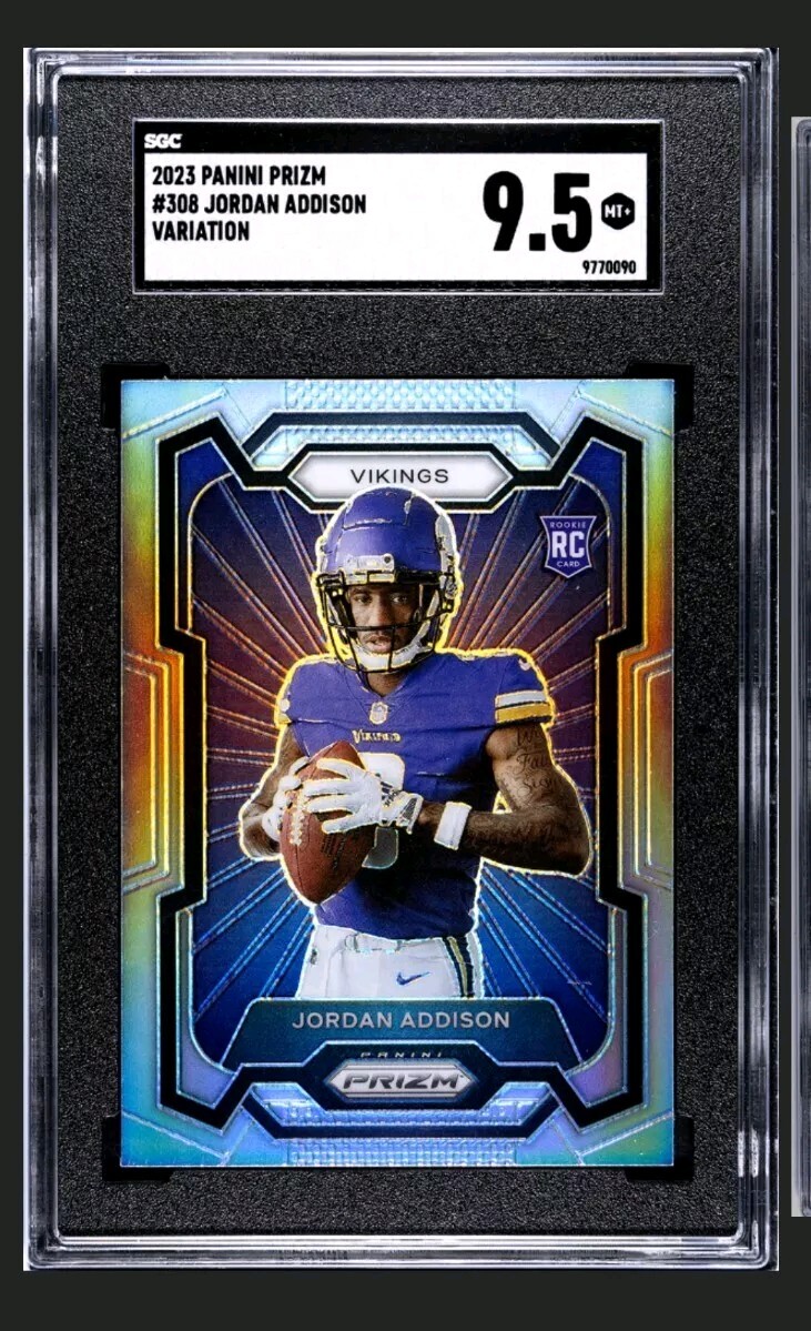 2023 Prizm Jordan Addison Variation Silver Prizm Football Vikings Sgc 9.5