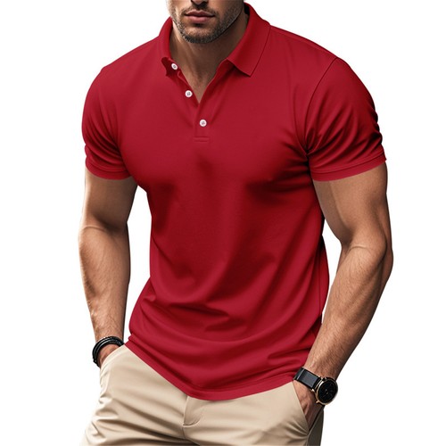 Men's Polo Shirt Golf Short Sleeve Casual Short Sleeve Button Down Collared Tops - Picture 11 of 14