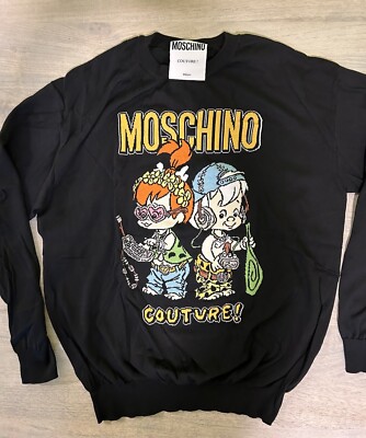 Moschino black knit sweater Flintstones Pebbles Bam Bam Size 44 US Jeremy  Scott