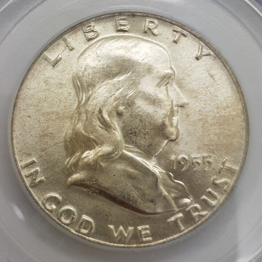1955- Franklin Silver Half Dollar PCGS MS-64 FBL (Full Bell Lines