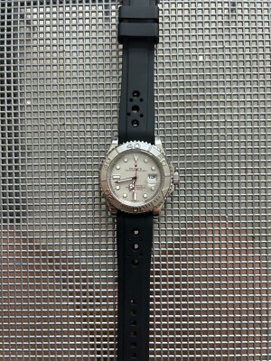 20mm BLACK Vulcanized Caoutchouc rubber Racing Strap Rolex Yacht-Master