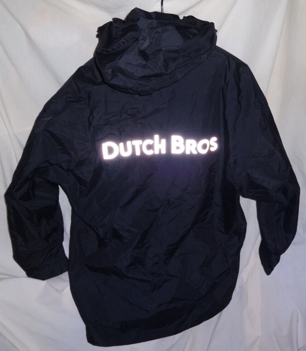 Rare DUTCH BROS COFFEE Reflective Parka Hooded Jacket & Fleece Vest Sz Small