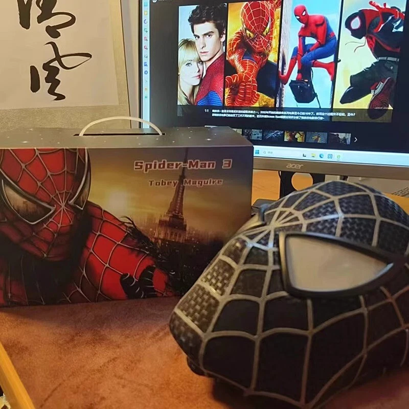 Máscara Marvel Homem-Aranha Tobey Maguire capacete vermelho preto cosplay adereço brinquedo de Halloween - Imagem 4 de 4