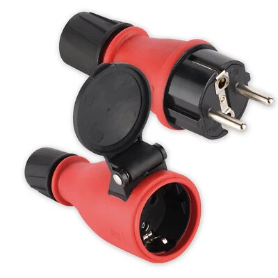 TRANSMEDIA Schuko Stecker Kupplung Gummi IP54 Schutzkontakt 230v 16A Außenbereich IP44 220v