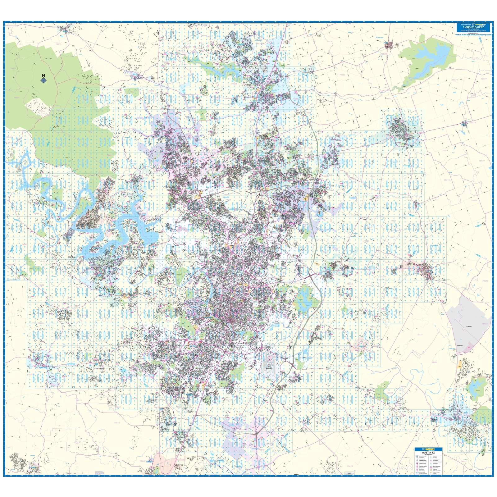 Austin, TX Vicinity Large Wall Map | eBay