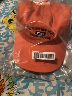 Supreme New York Arc 6 Panel Hat Peach SS24 Red World Famous In
