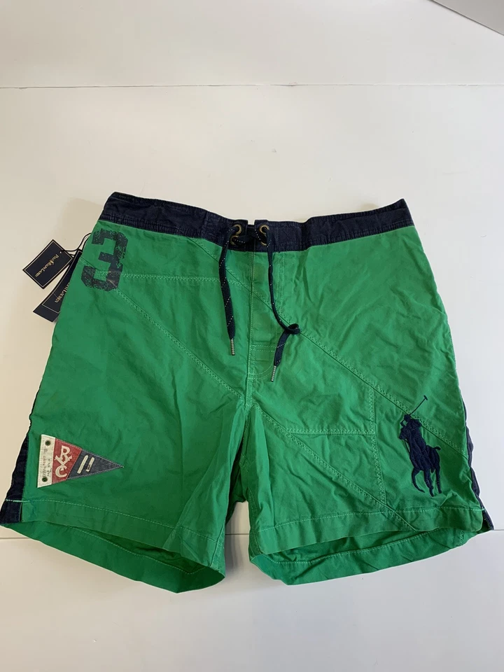 Polo Ralph Lauren Big Pony Men SWIM TRUNKS SHORTS Nylon Summer Green Blue Sz M*