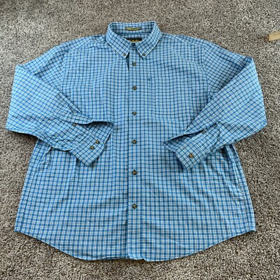 Cabelas Shirt Adult Extra Large Blue Button Up Camp Pocket Fishing Outdoor Men