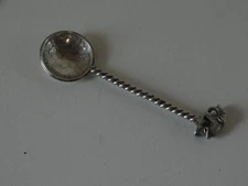 VINTAGE 1892 BRITISH INDIA 1/4 RUPEE SILVER COIN 2 1/2" ELEPHANT SALT SPOON