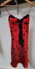 Jovani Black and Red Polka Dot Dress with Lace Trim, New, Size 2
