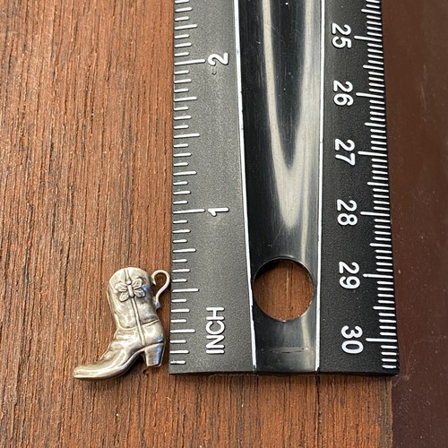 Bota vaquera vintage de plata de ley 925 con colgante de mariposa - Imagen 3 de 4