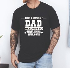 Personalized Dad T-shirt Custom Fathers Day Gift Kids Names Gifts Daddy