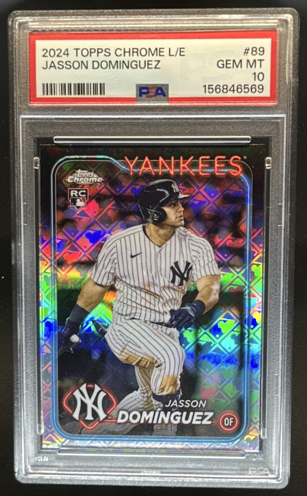 2024 Topps Chrome Logofractor Jasson Dominguez Rookie RC #89 Yankees PSA 10 view 1