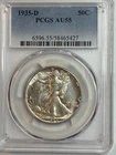 1935-D Walking Liberty Half Dollar AU 55