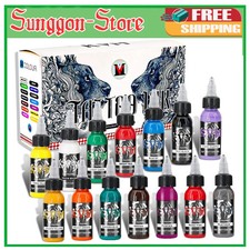 KVM Tattoo Ink Set 14 Colors 1oz 30ml Bottles Professional Tattoo Supply