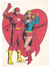 Vintage 1980 DC Comics Valentine “Let’s Be Friends!” Flash Supergirl Unused