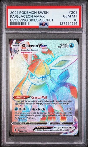 Pokemon Glaceon VMAX 208/203 Evolving Skies 2021 English PSA 10