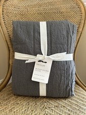 Pottery Barn Belgian Flax Linen Double Flange KING/C. KING Duvet Cover Charcoal