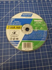 (5-Pk) Norton Masonry Cut-Off Wheel 5/8" Arbor x 1/8" Thick x 7" Dia. 89088