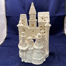 Ready-to-Paint White Ceramic Bisque Village House Carolers Figurine Scene