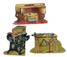 Lion Coffee Die Cut Paper Toy Set The Printer Bicycle Maker Music Room