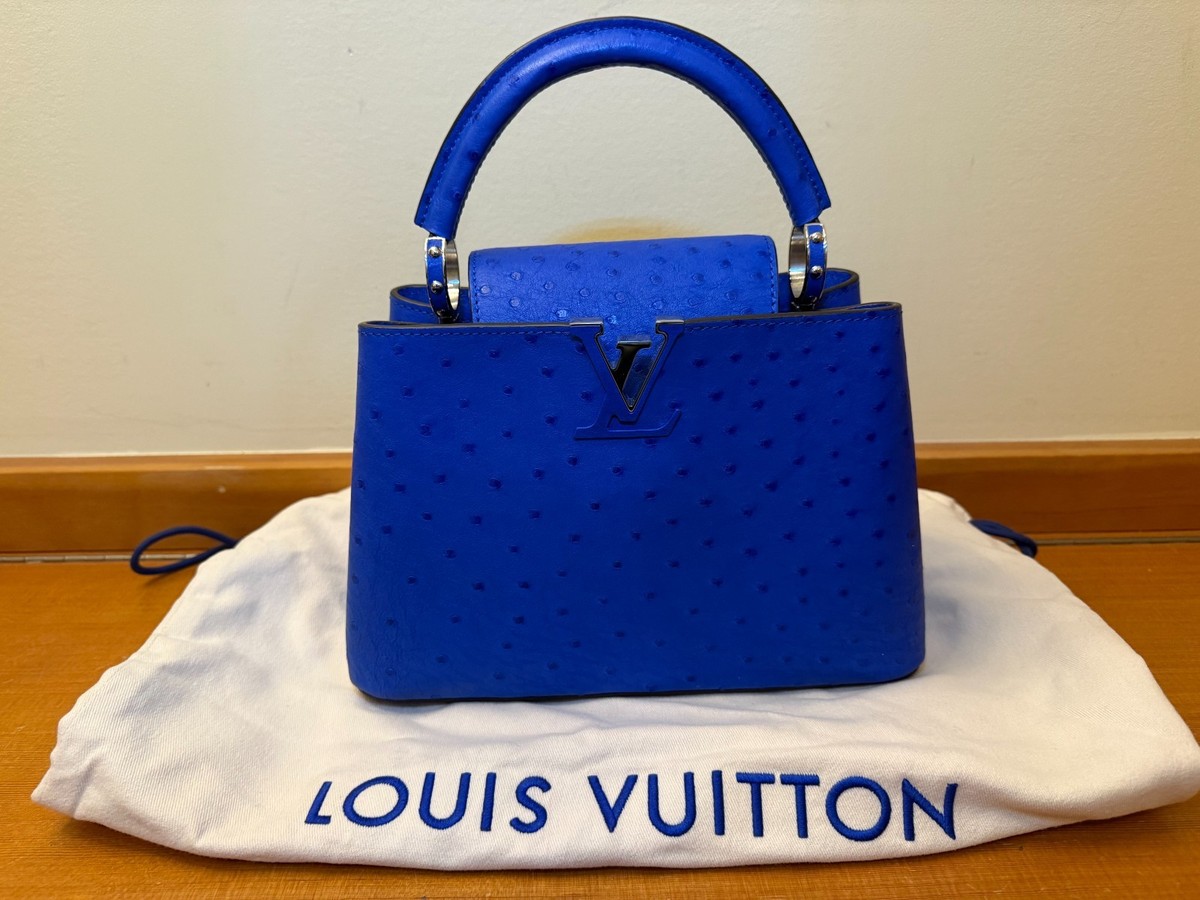Brand New Limited LOUIS VUITTON Ostrich Capucines BB in Sapphire