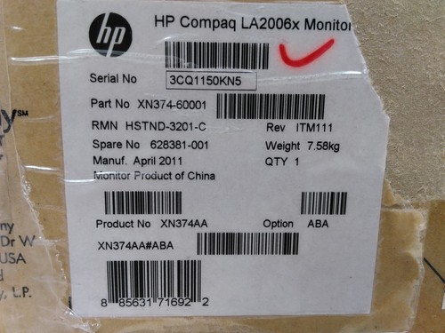 New HP Compaq LA2006x 20-Inch LED Backlit LCD Monitor Torn Box - Picture 7 of 7