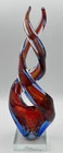 Murano Red Blue Helix Art Glass Sculpture Fire Decorative