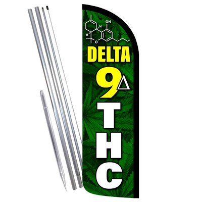 Delta 9 THC Premium Windless Feather Flag Bundle (Complete Kit) OR Optional Repl