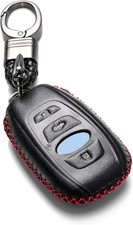 2014-2026 Subaru Key Fob Case Cover Leather 4 Buttons Blackred