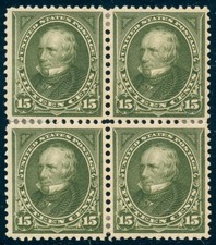 US 284 15c First Bureau 1898 Henry Clay PF cert unused OG hinged block of 4