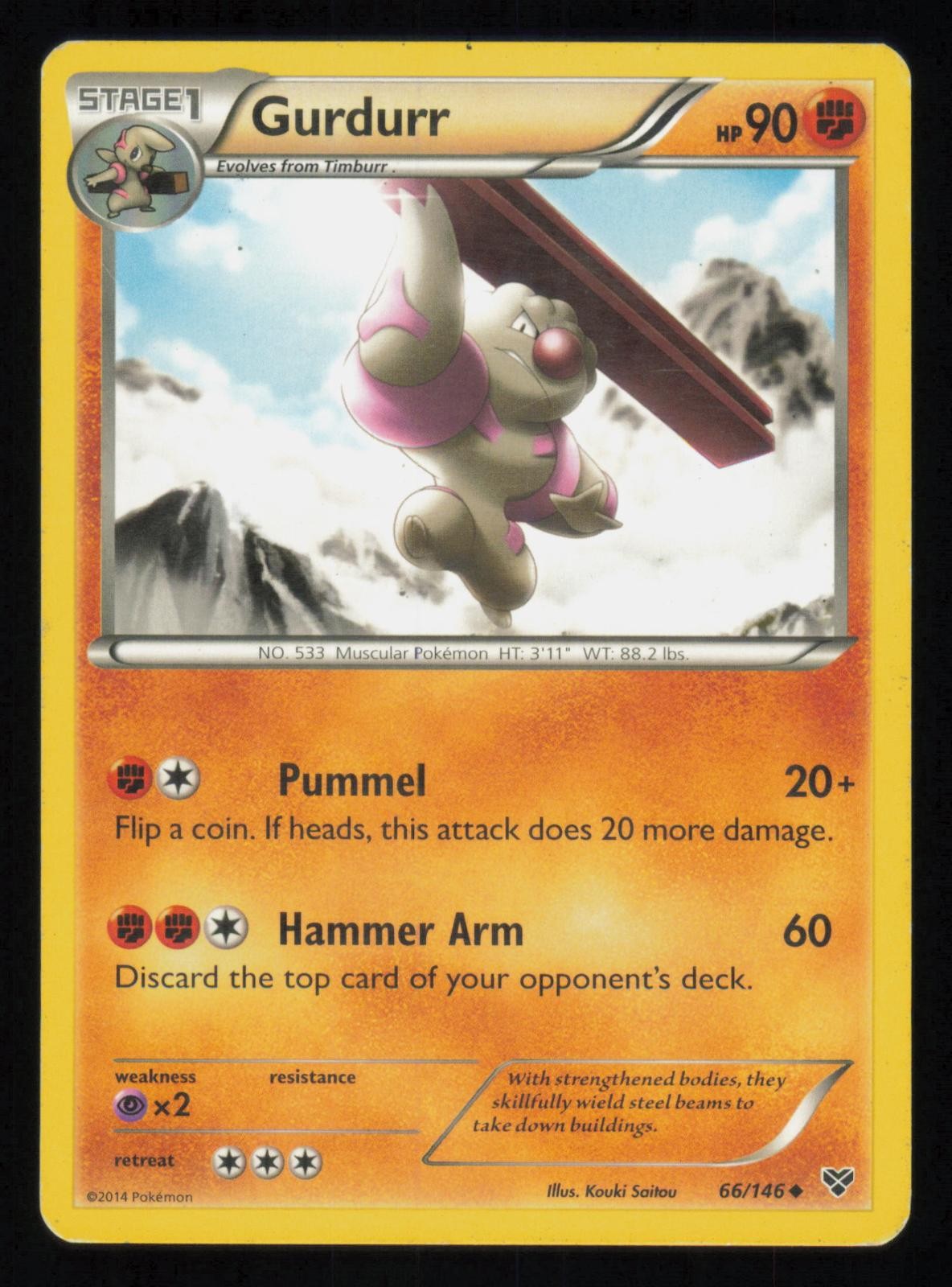 GURDURR 66/146 UNCOMMON XY BASE SET LP POKEMON