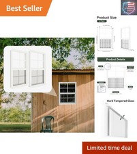 2 Pack Chicken Coop Windows 12" x 18", Sliding Shed Windows with Tempered Gla...