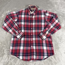 Vintage LL Bean Flannel Shirt Men's Small Red Plain Freeport Maine Made in USA