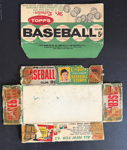 1962 TOPPS BASEBALL EMPTY DISPLAY BOX, HAS ALL PIECES, LOW GRADE 081626